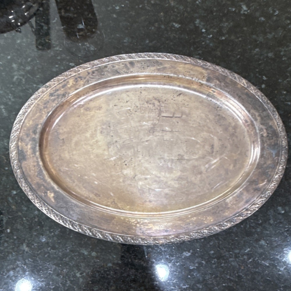 Wm. Rogers & Son Silverplate Spring Flower Oval Platter Tray Post-1940