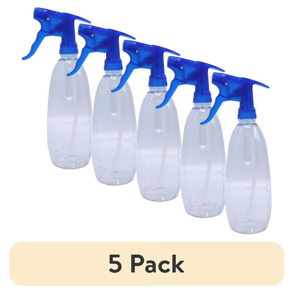 (5 pack) 24oz Refillable Plastic Spray Bottle with Adjustable Nozzle