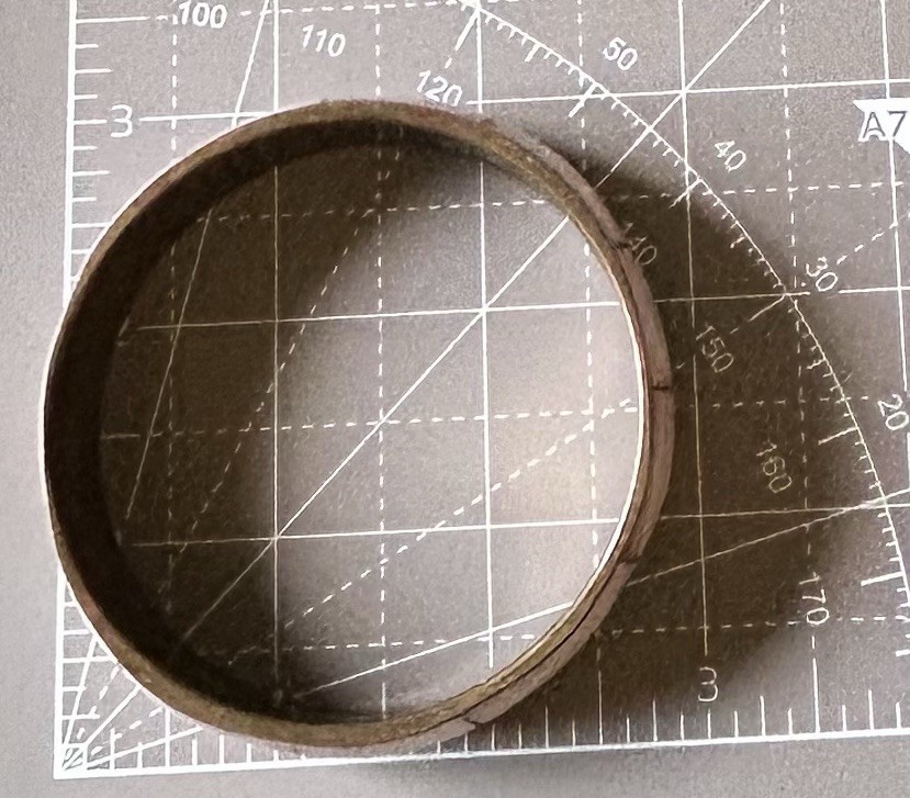 Big Brass Bangle Bracelet MOP Pale Pink Inlay