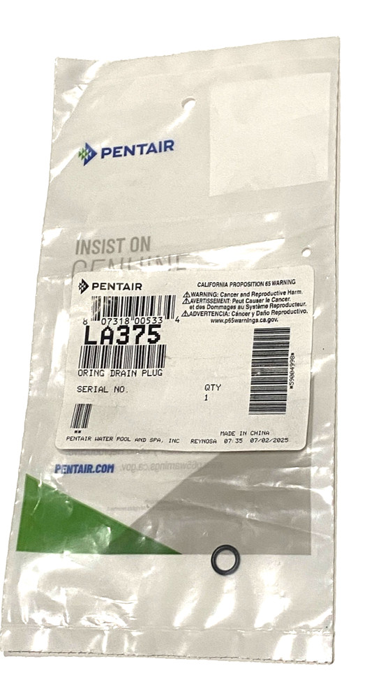 Genuine Pentair Drain Plug O-Ring for LA01N Letro Booster Pump Part LA375
