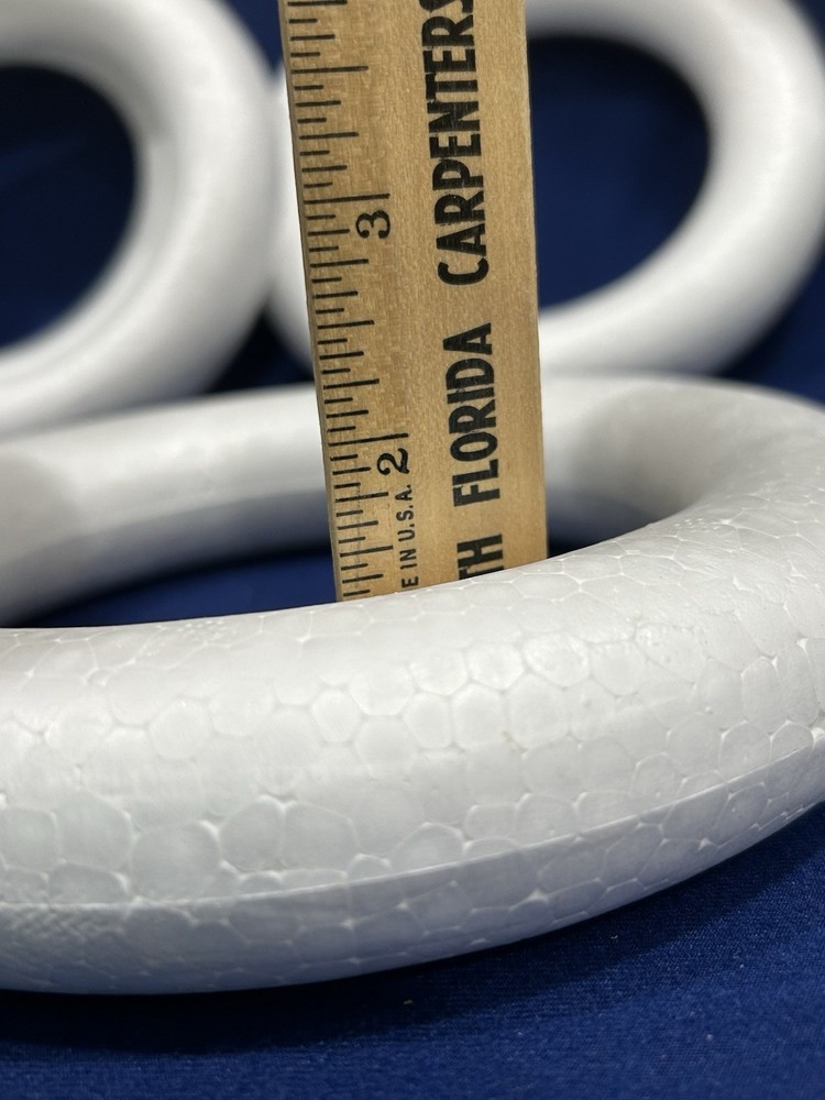 (4) NEW White Styrofoam Wreath Base Craft Ring Durable polystyrene material 7.9"