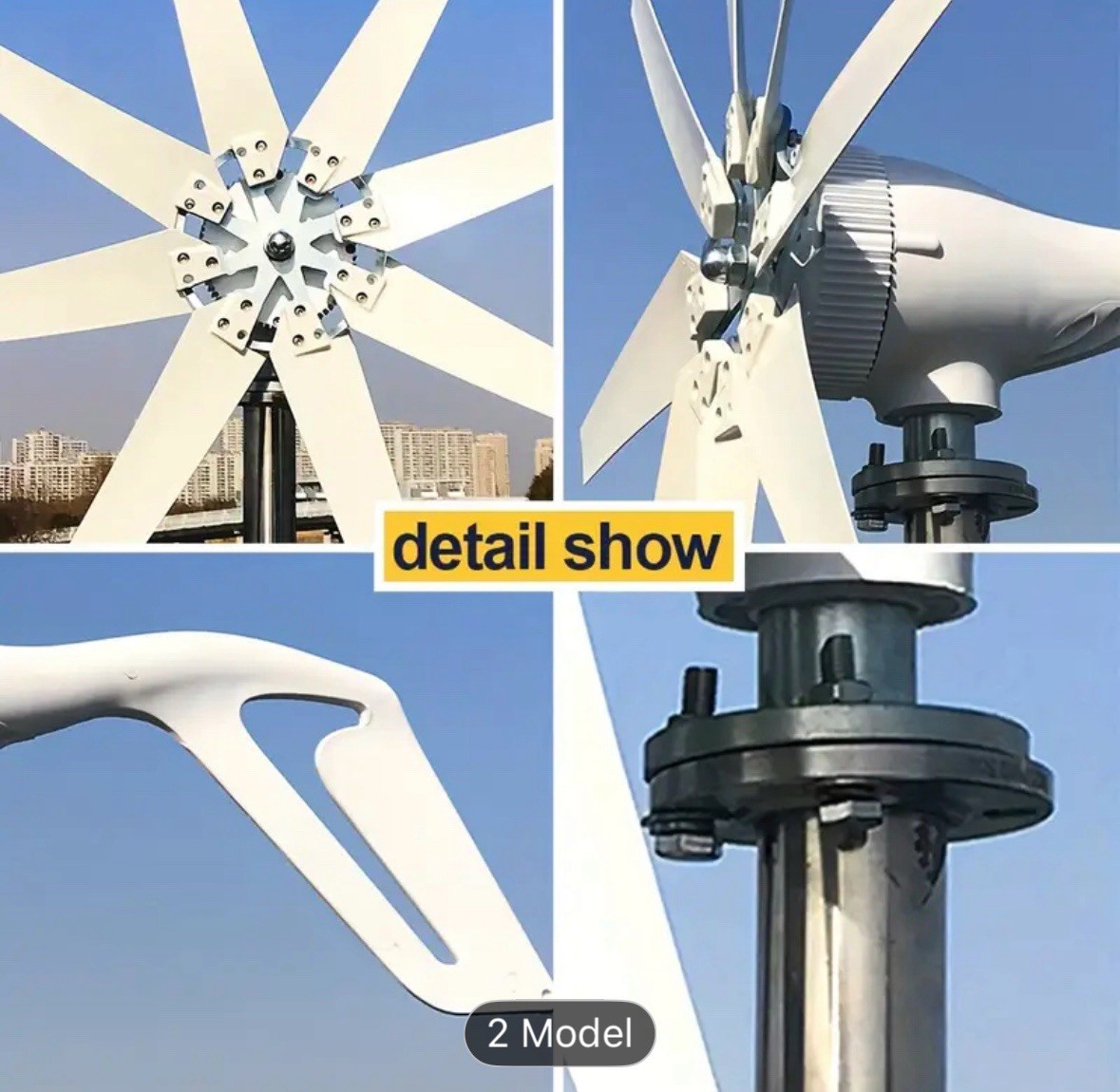 1000W Windmill Turbine Generator With MPPT Controller 8 Blade Complete Power Sup