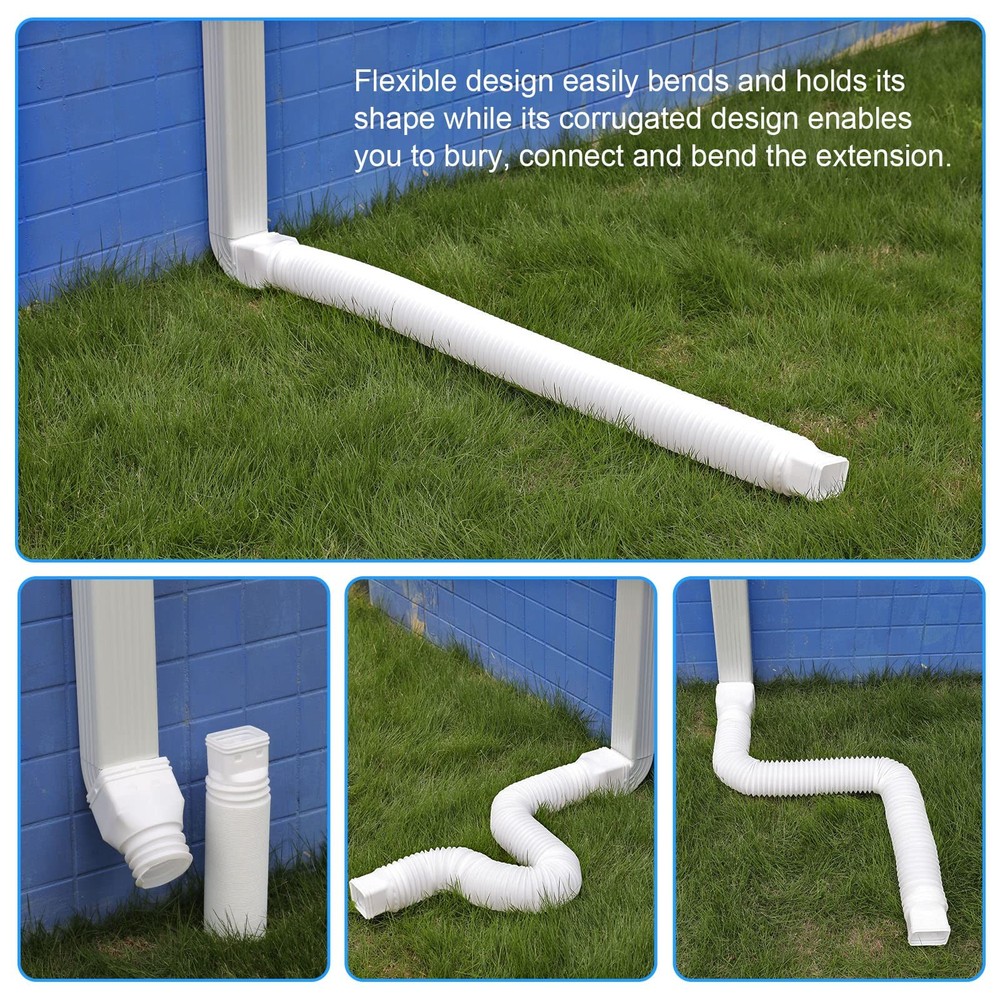 plusgutter White-2pack Rain Gutter Downspout 21 to 68 inches, White