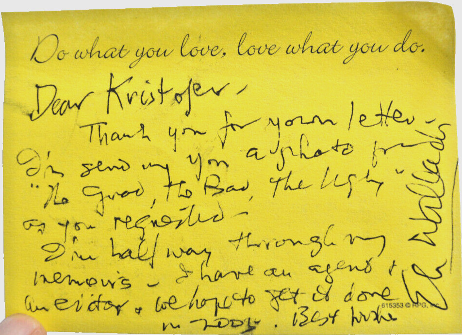 Eli Wallach: Genuine, handwritten, personalized, signed photo & post-it note.