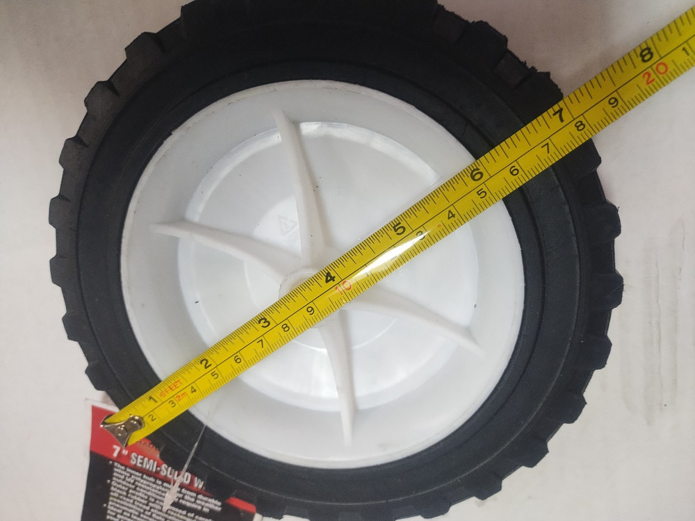 2pc Pair: 7" SEMI SOLID HARD RUBBER REPLACEMENT TIRE WHEEL MOWER,CART, Flat-Free