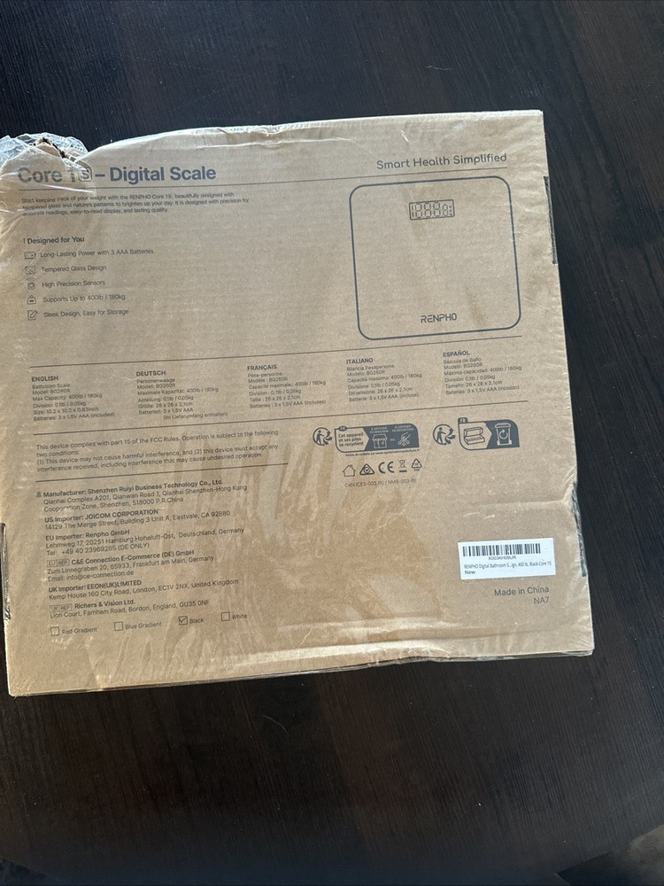 RENPHO Core 1S Digital Bathroom Scale - Black