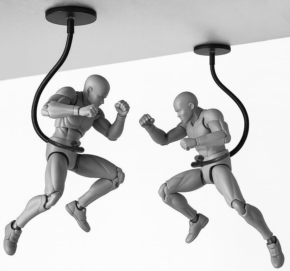 Action Figure Stand with Magnetic Base –Stop Motion Rig 2 Pack Black