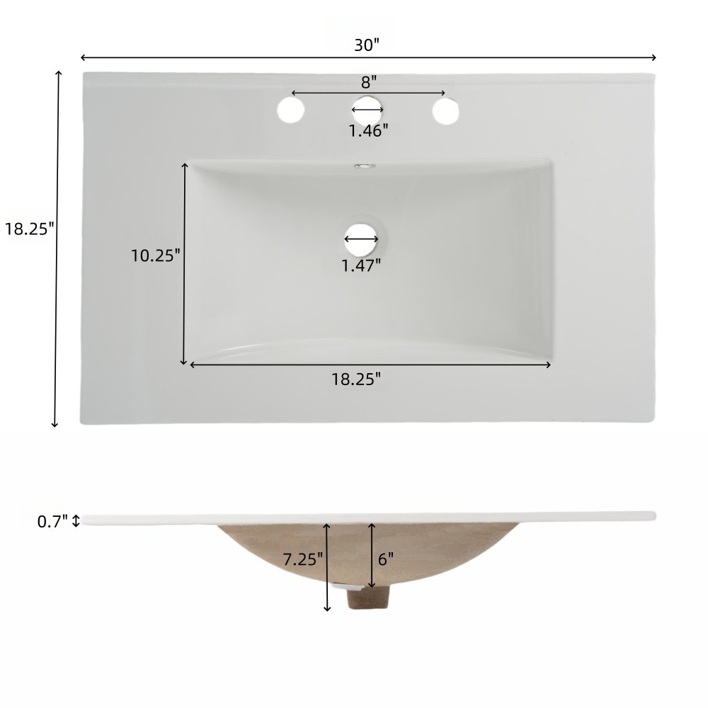 Bathroom Vanity W Ceramic Sink Equipped W Vertical Pulls Full Extension Drawers