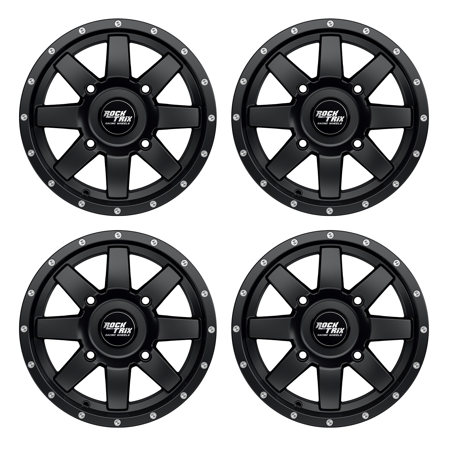 4pcs 14" RockTrix RT106 ATV UTV Wheels Rims | 14x7 | 4x156 4/156 | 4+3 offset