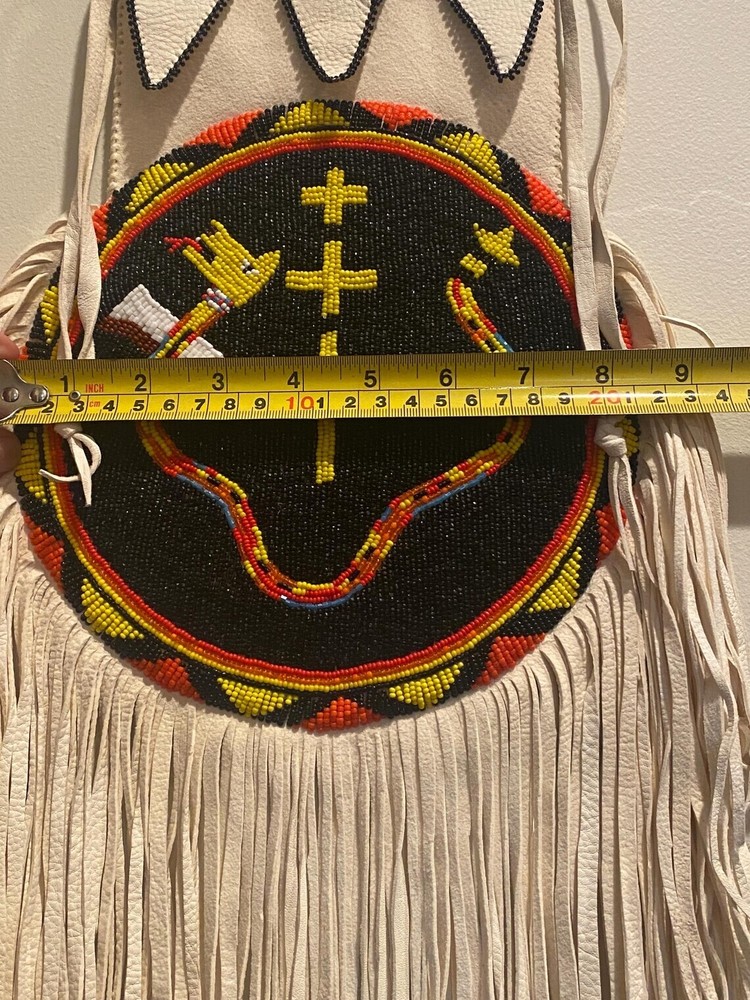 Handmade Native American Deerskin Leather Pouch Flying Serpent Beadwork