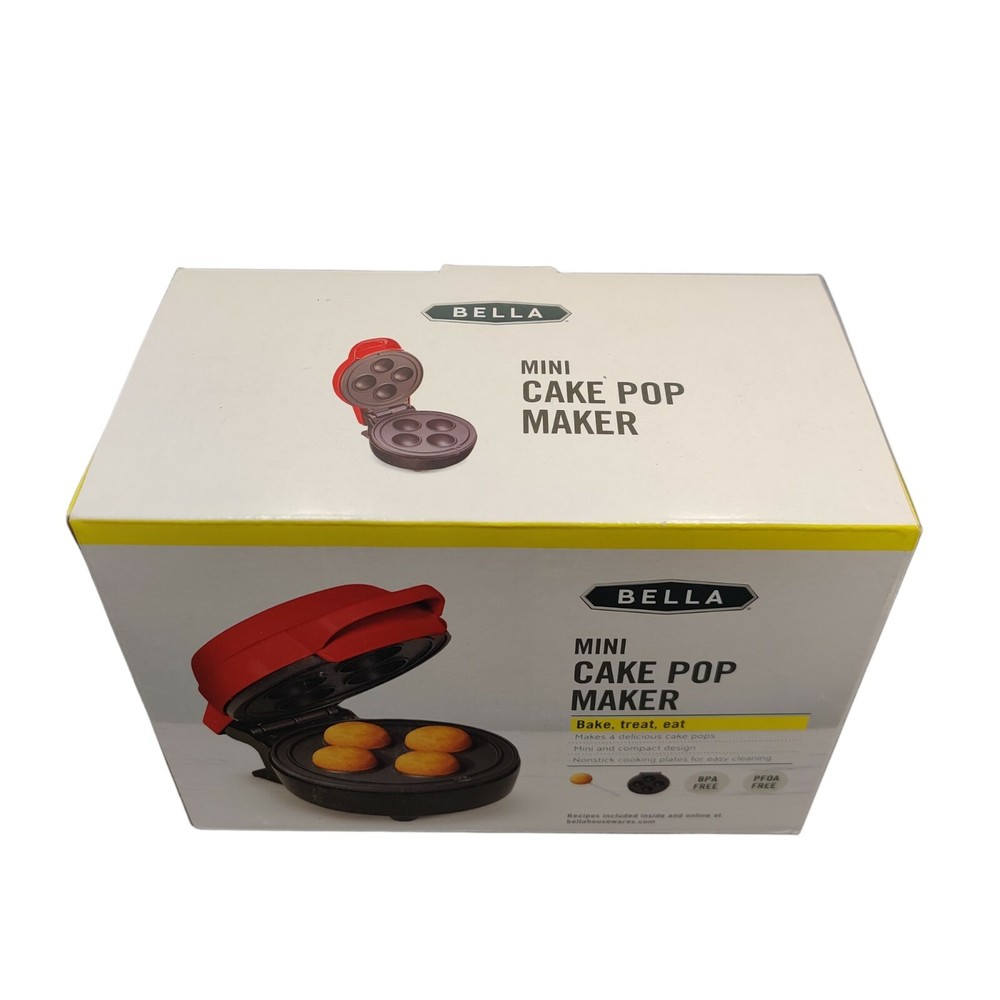 Bella Mini Cake Pop Maker Red Nonstick Cooking Compact Easy Store 350 Watts