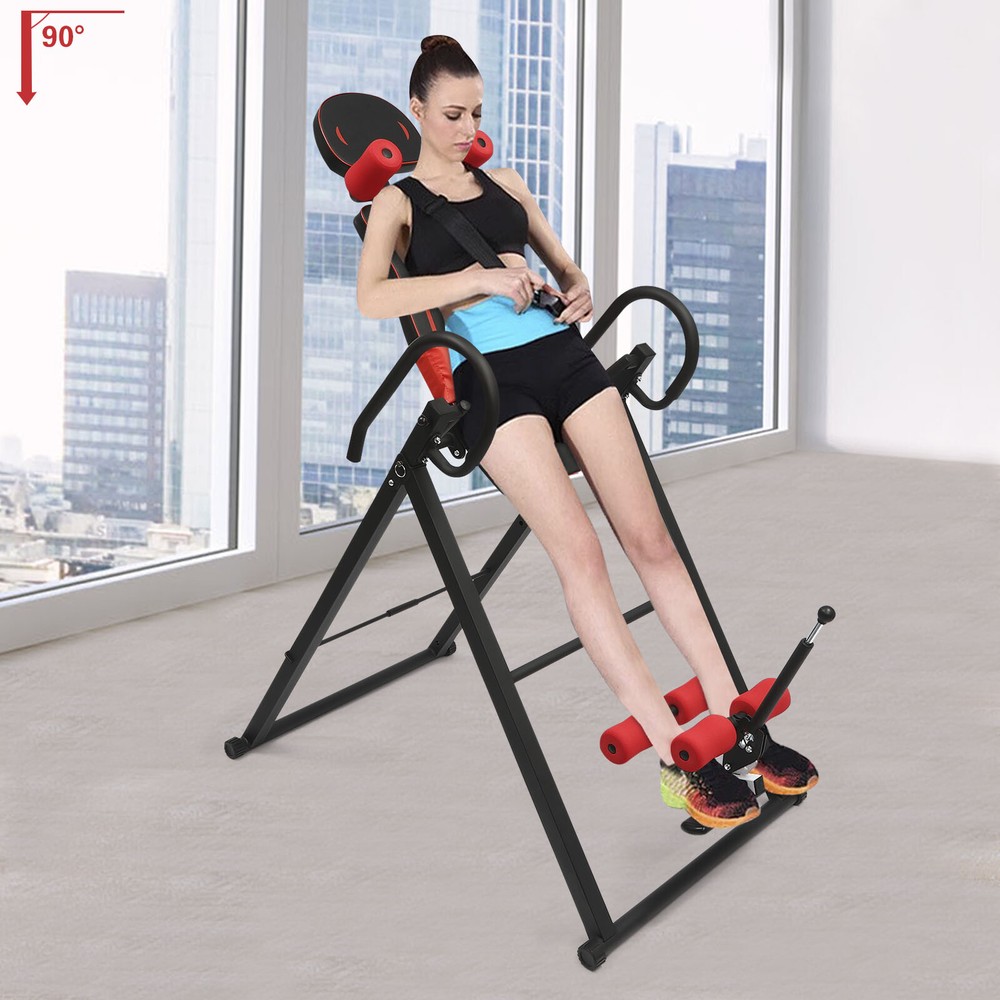 Heavy Duty Foldable Inversion Table Back Pain Relief Stretcher Machine 330LBS