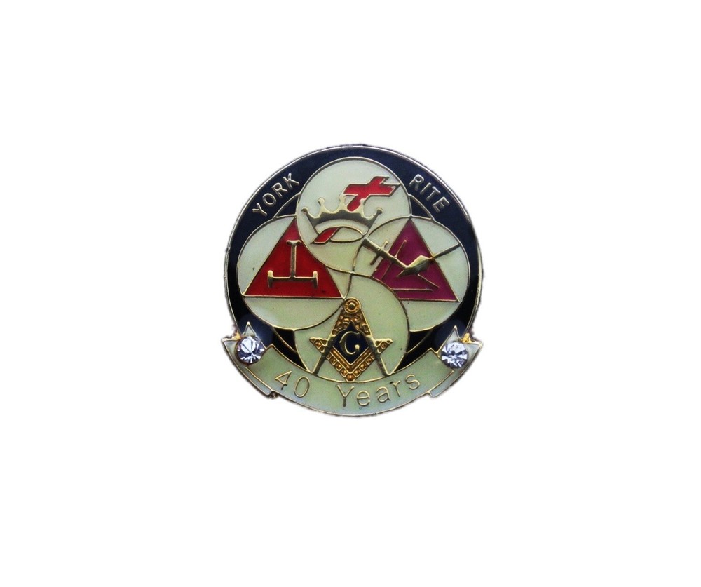 York Rite 40 Years Freemason Masonic Lapel Pin