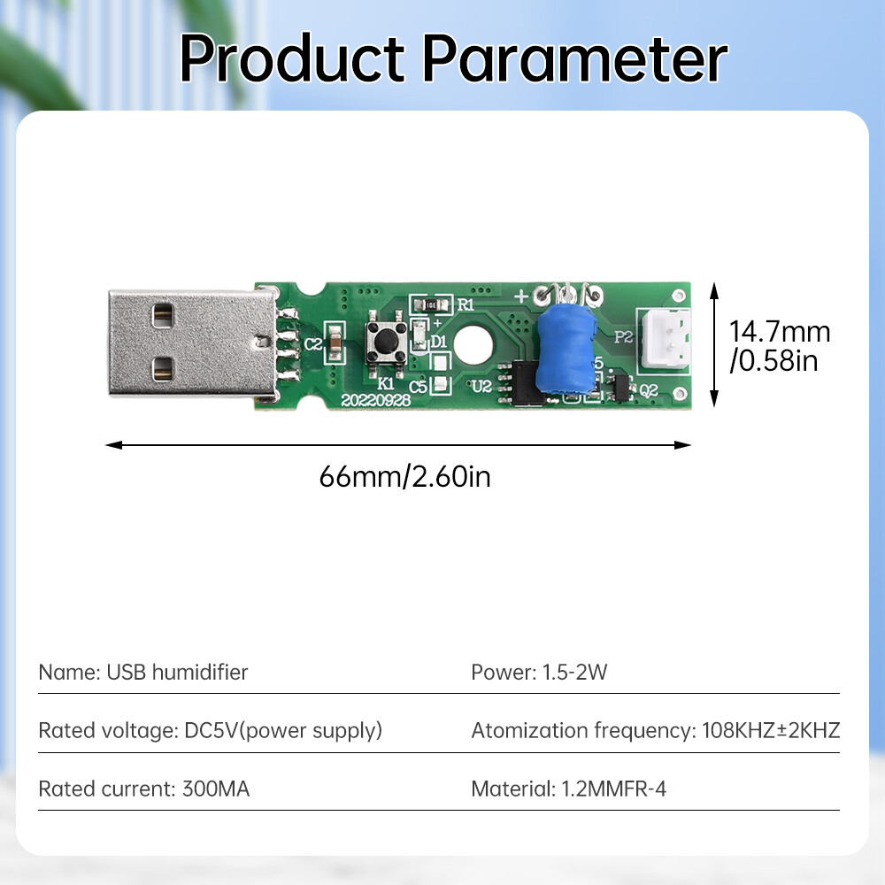 USB DC 5V Ultrasonic Mist Maker Atomizing Module Humidifier DIY Kits 108KHZ
