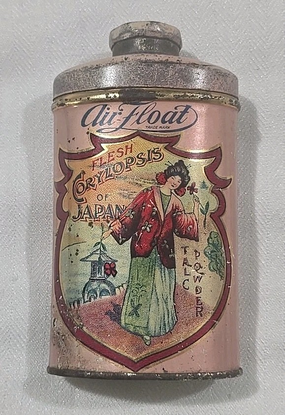 VINTAGE ADVERTISING AIR FLOAT TALCUM POWDER TIN TALC  Rare