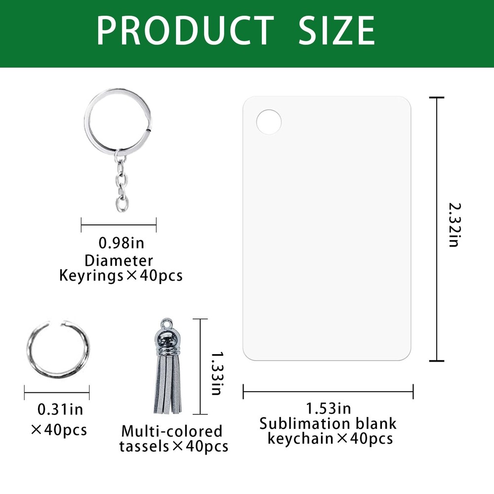 120pcs Sublimation Blanks Keychain Double Side Rectangle Keychains With Tasse...