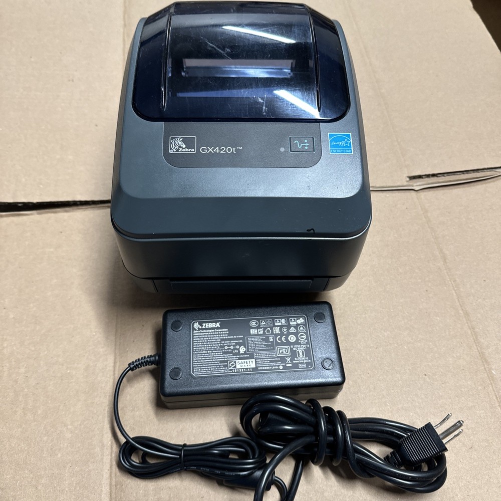 Zebra GX420t Thermal Transfer Barcode Label Printer With Adapter. Tested!!