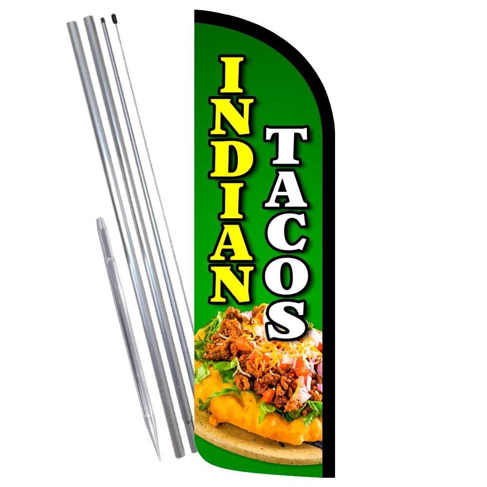 Indian Tacos Premium Windless Feather Flag Bundle (Complete Kit) OR Optional Rep