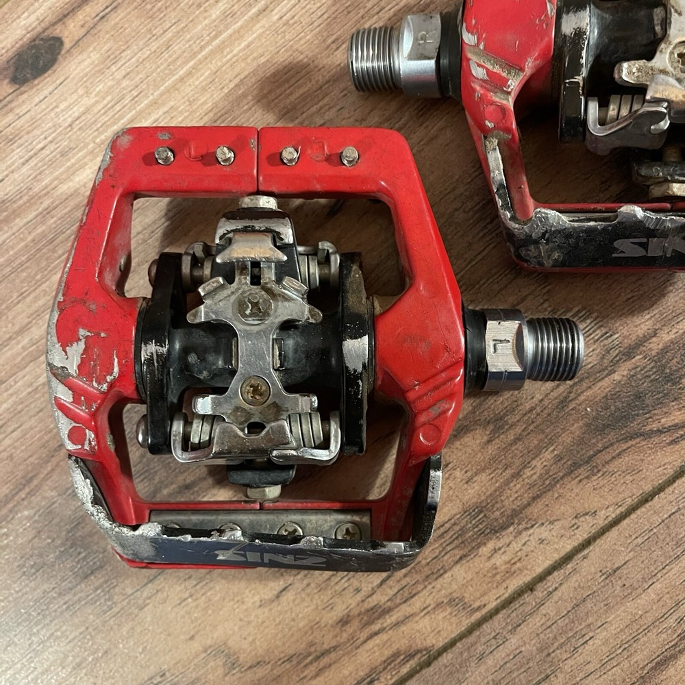 SINZ WPD-103 Clipless MTB Pedal Red Alloy Platform 9/16