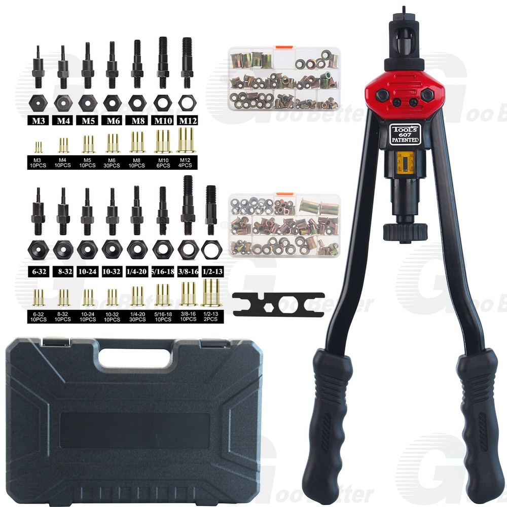 16'' Rivet Gun Kit Rivnut Thread Setting Tool Nut Setter NutSert Metric 200PCS