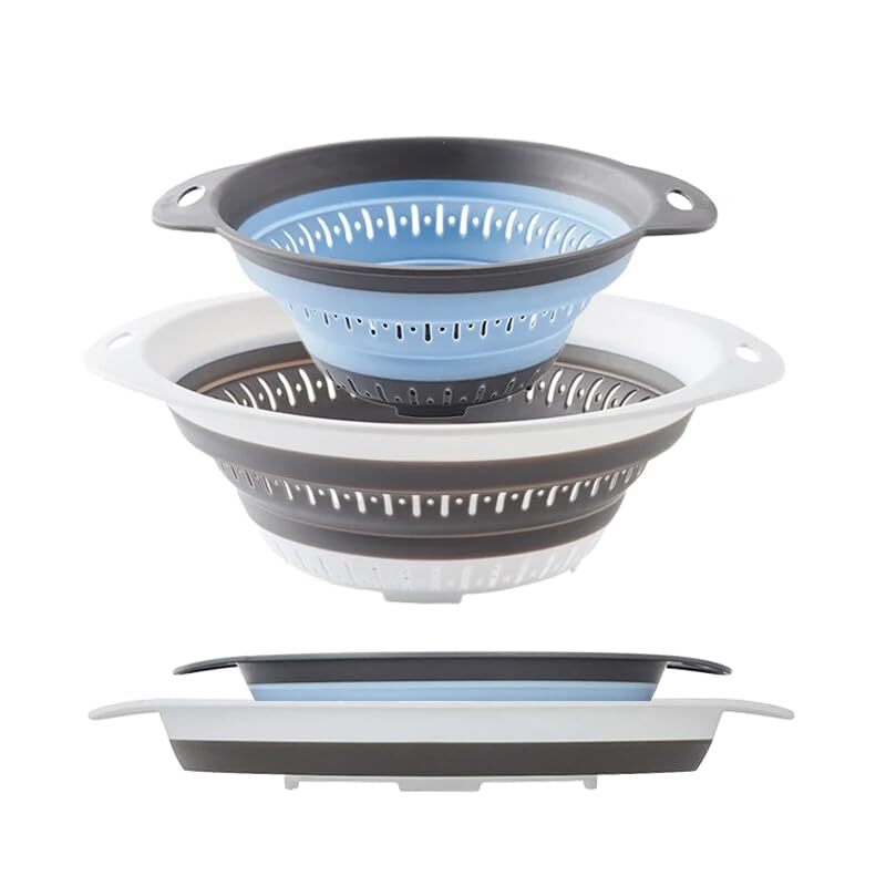 Collapsible Colander Set Square Round Triangles Silicone Kitchen Strainer Per...