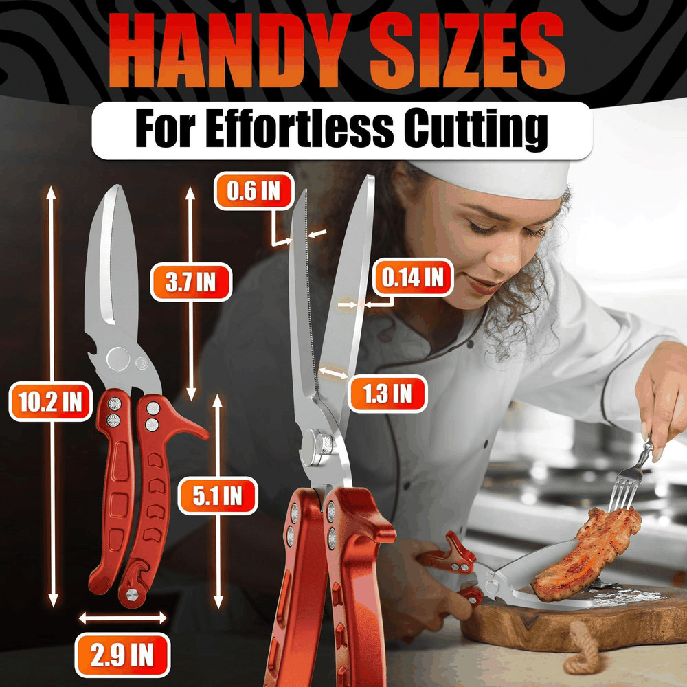 Heavy Duty Poultry Shears – Sharp Chicken Scissors with Non Slip Micro Serrated