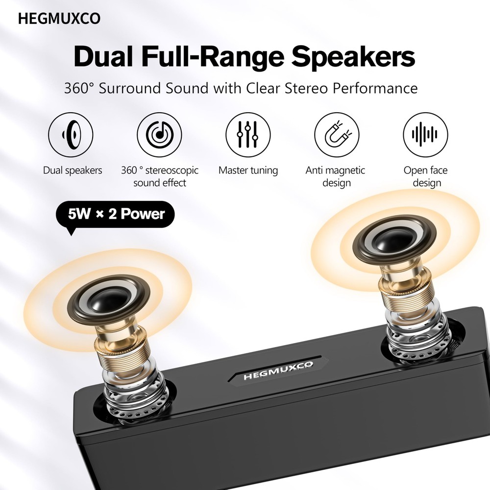 Compact PC Speakers for Desktop - 10W Wired Stereo Speaker with Volume Control