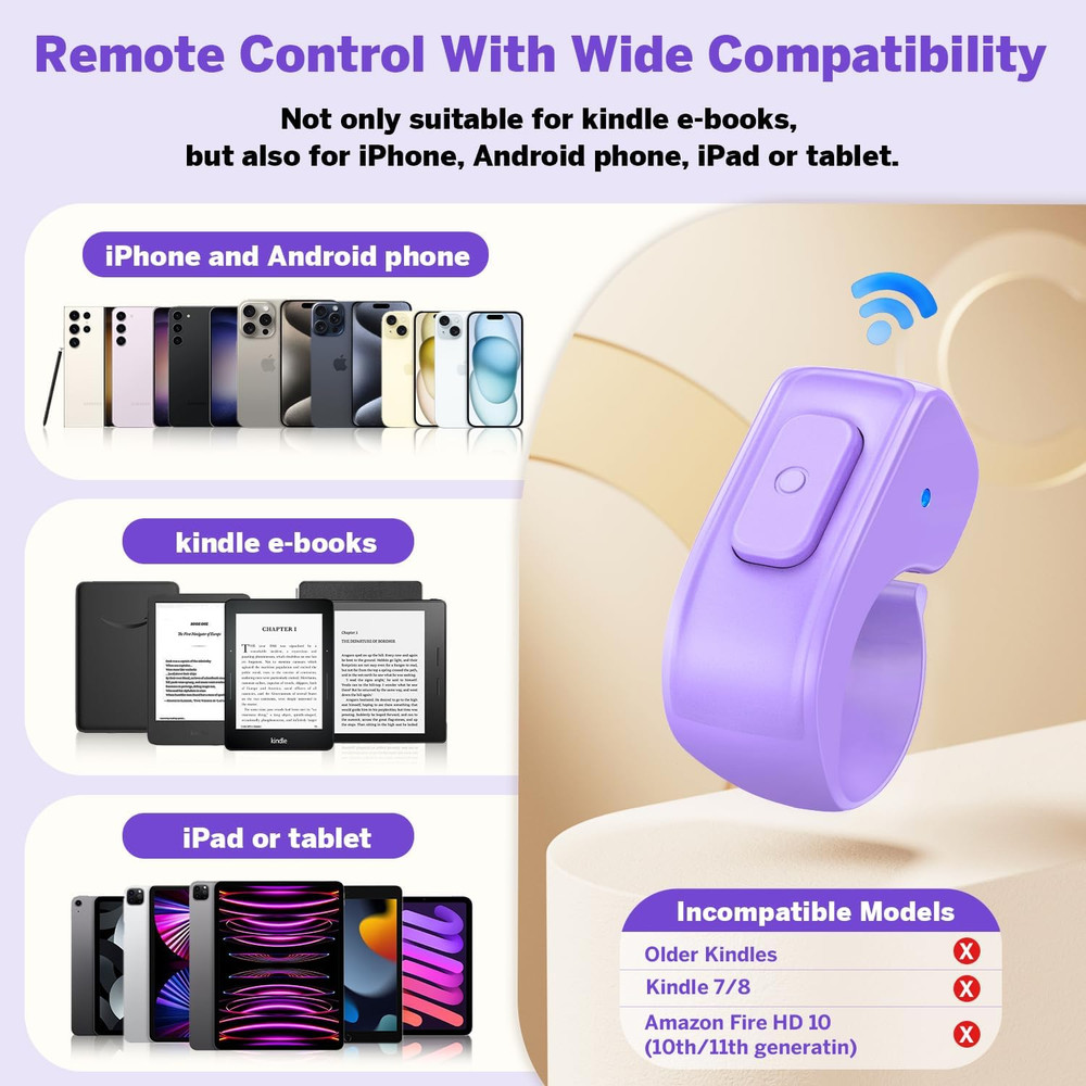 Page Turner Ring for Kindle,Remote Control for Iphone Ipad Android Tablets E-Rea