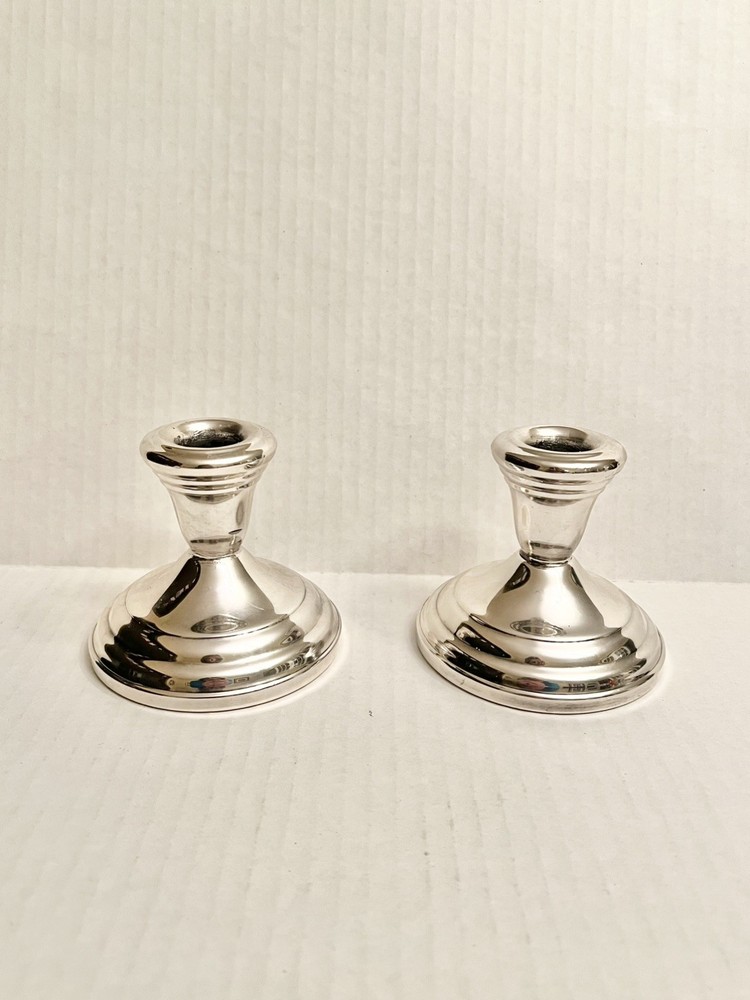 Silver Plated Candlesticks - F.B. Rogers - Shiny Vintage Candle Holders - 3.5”