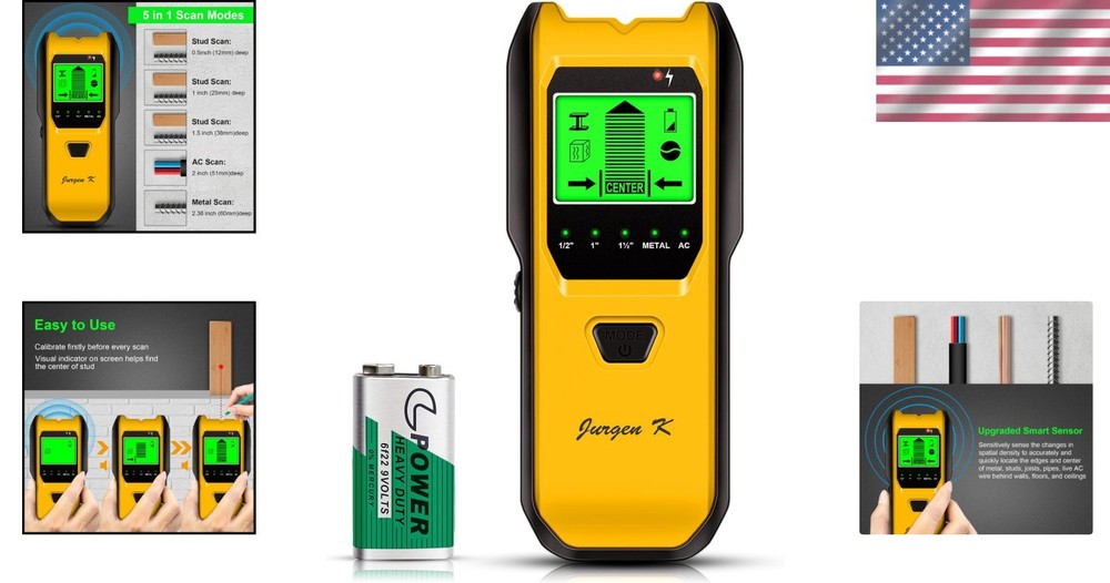 Battery-Powered Multifunction Stud Finder – Accurate Detection for Home Projects