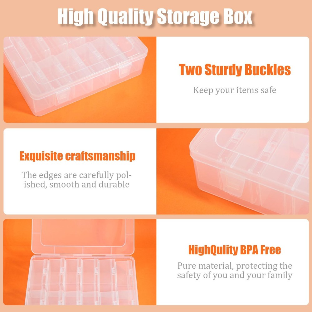 Mathtoxyz 2PCS Bead Organizers and Storage Box, Medium Size Case Plastic Cont...