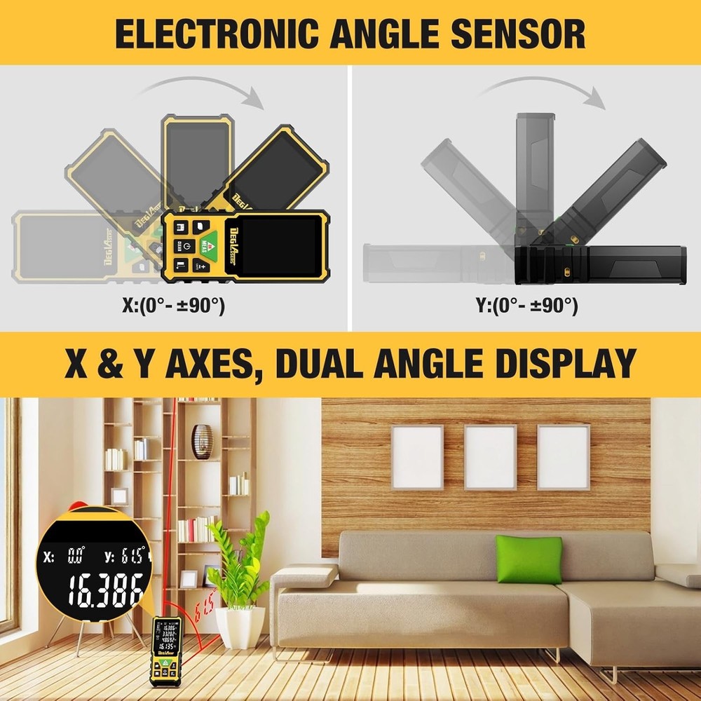 Precision Laser Measure - 328ft Green Laser Tool with Angle Sensor & LCD Display