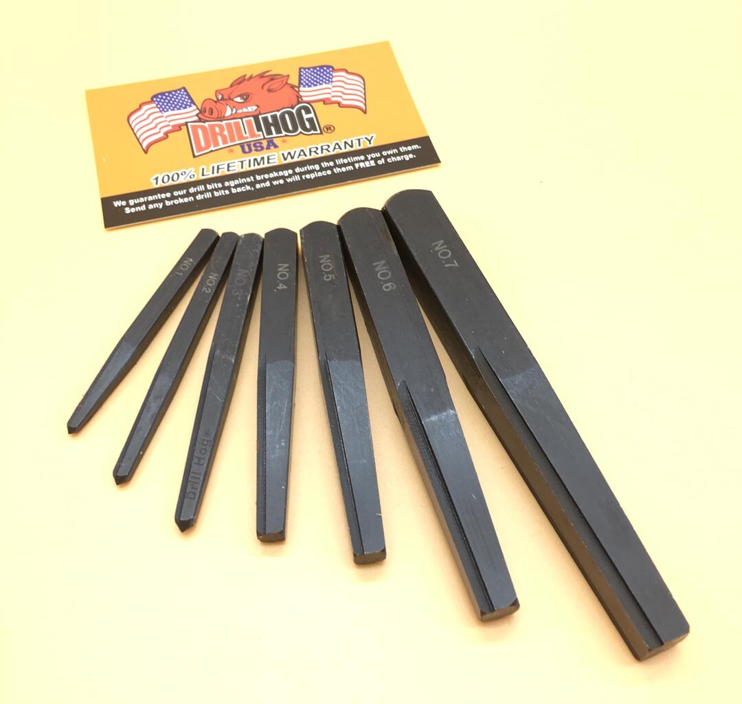 Drill Hog® Square Easy Out Set Screw Extractor Straight Lifetime Warranty 7 Pc