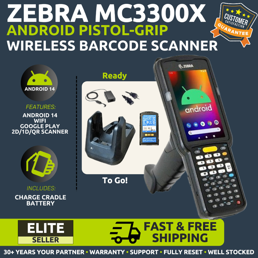 ✅Zebra MC3300x Android Pistol-Grip 2D/1D/QR Barcode Scanner Wireless +Cradle!🔥⭐