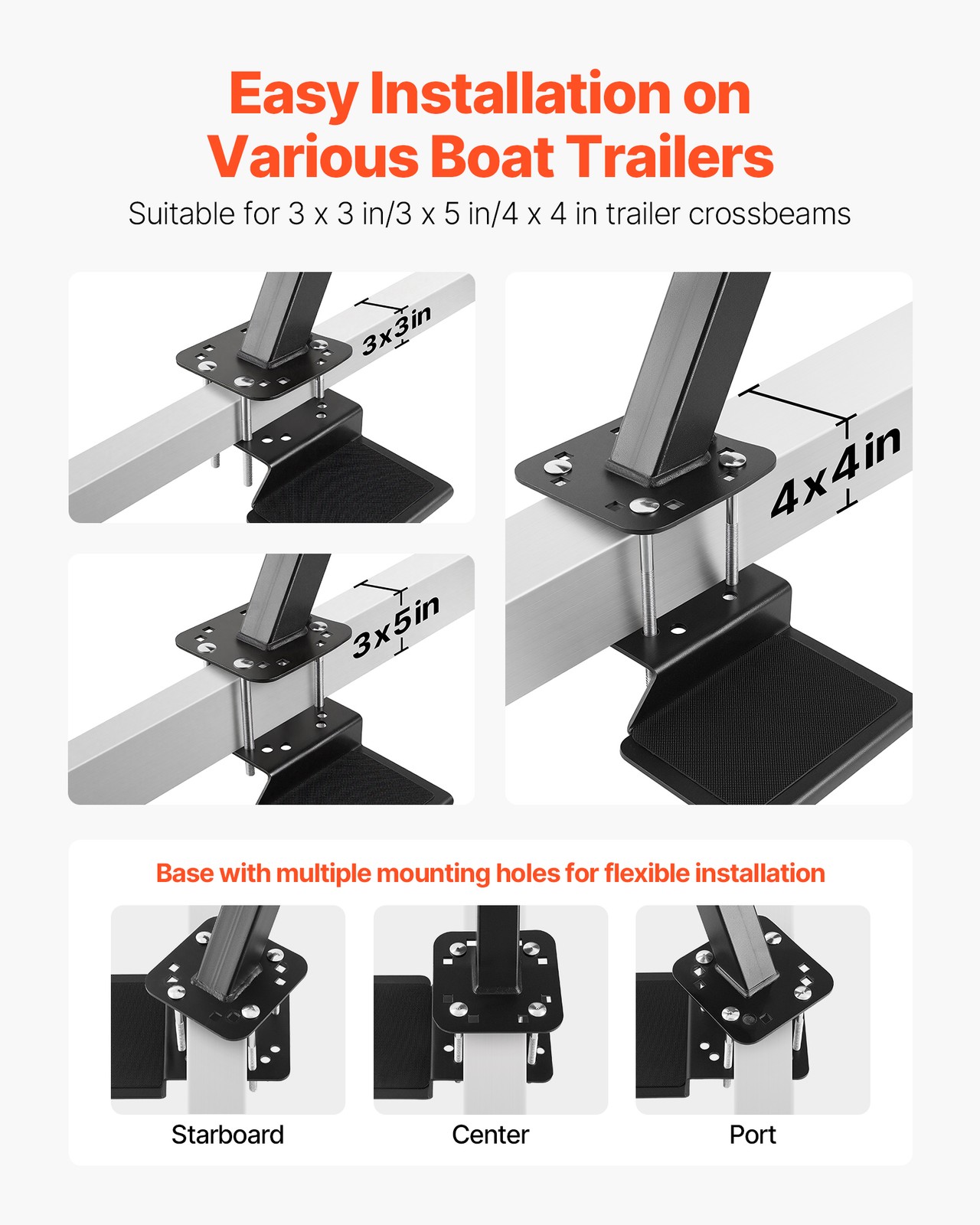 VEVOR Boat Trailer Steps Heavy Duty Boat Steps with Handle 3 Step Bottom Mount