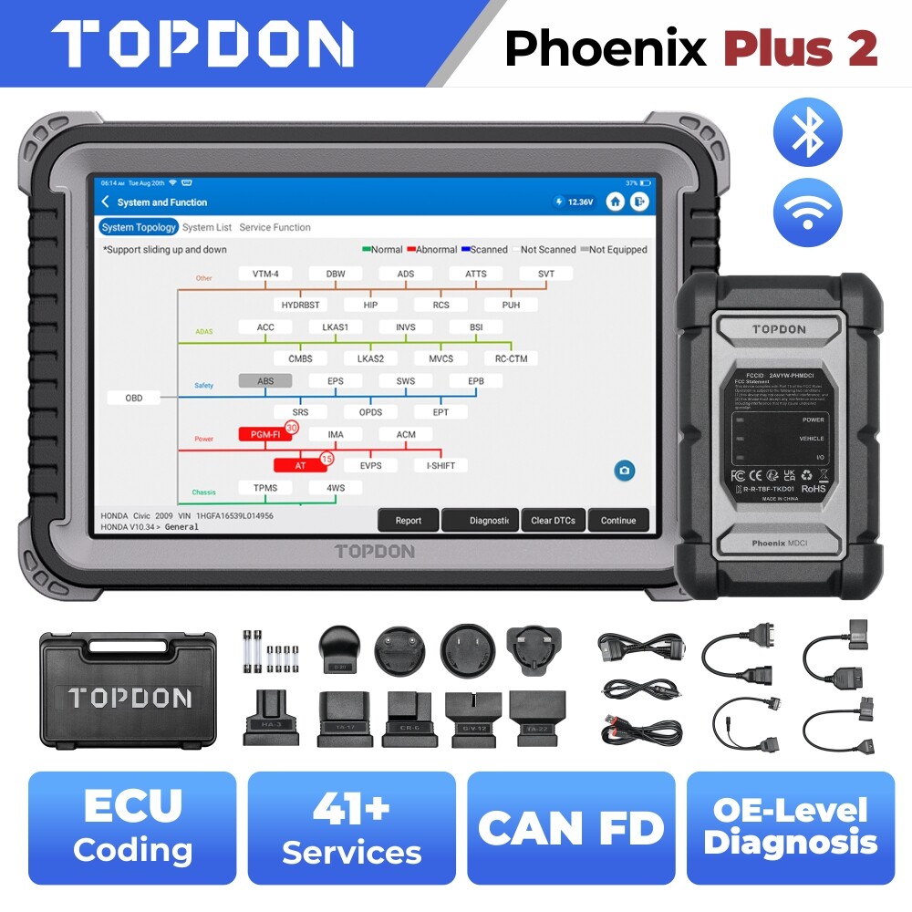 2026 TOPDON Phoenix Plus 2 Bidirectional Car Diagnostic Scanner ECU Coding