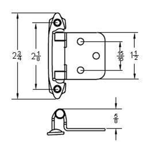 Pair Variable Overlay Self Closing Bright Brass Hinges L-H0103BV-BP-O