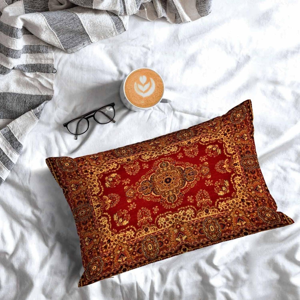Rectangle Pillow Cover Red Oriental Persian Carpet Pattern,Pillow Case for