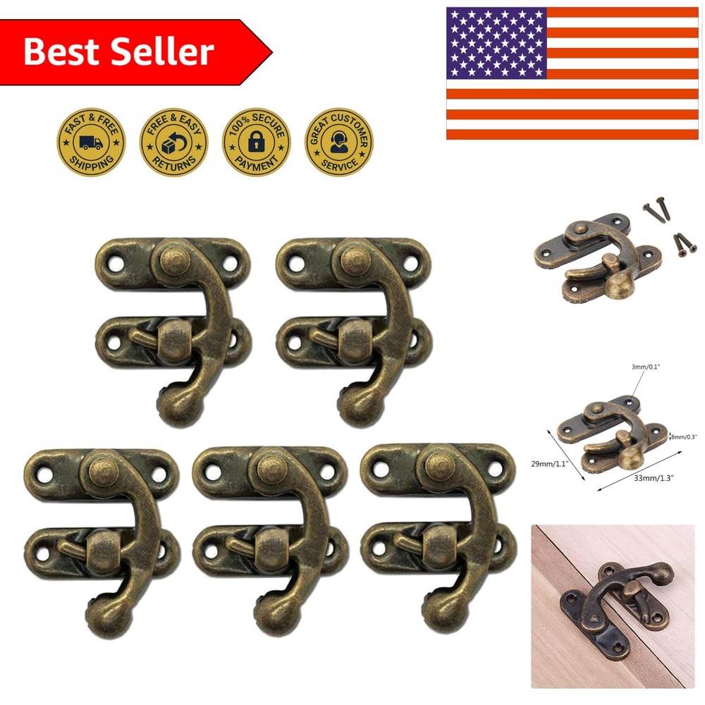 5pcs Vintage Bronze Clasp Locks for Wooden Boxes - Elegant Security Solution