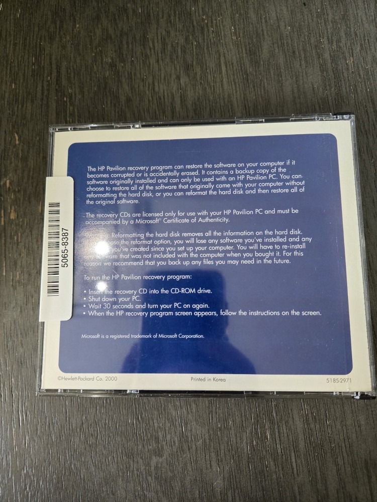 HP Pavilion Recovery Program