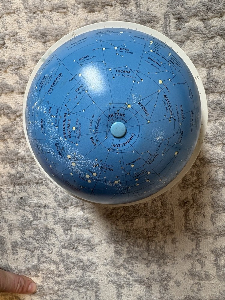 Vintage 1970 Replogle Tin Celestial Constellation Space Globe Stand - RARE
