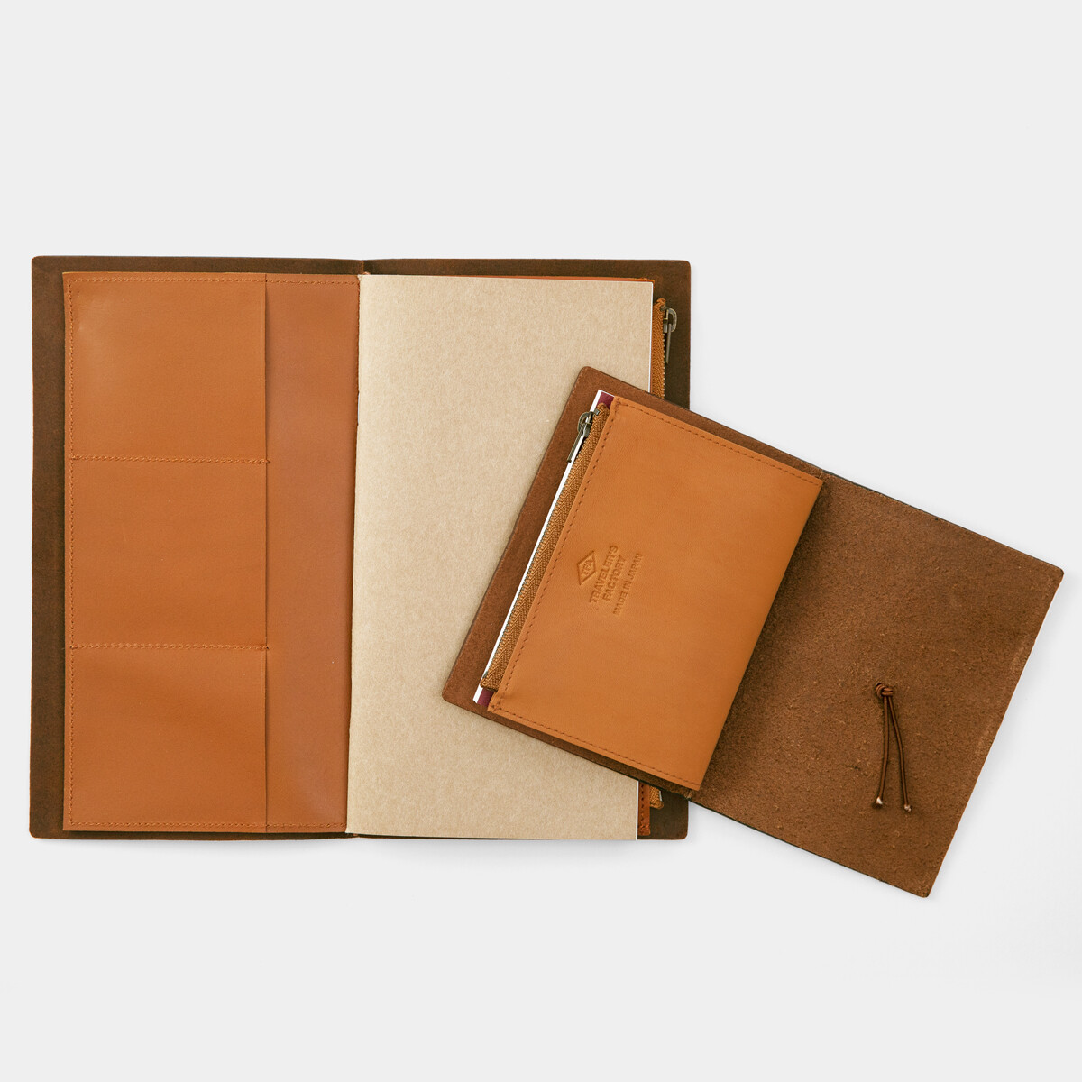 TRAVELER'S Notebook Leather Zipper Case engraving Tannin Regular & Passport size