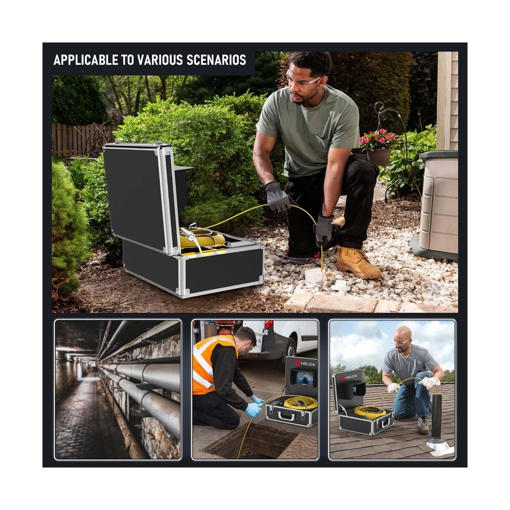 Sewer Camera Self Leveling, 100ft Drain Pipe Cameras with Meter Counter, 12V ...