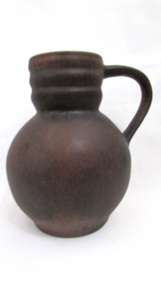 Vintage Studio Brown Ceramic Rustic Pitcher Vase Kitchen Decor Signed