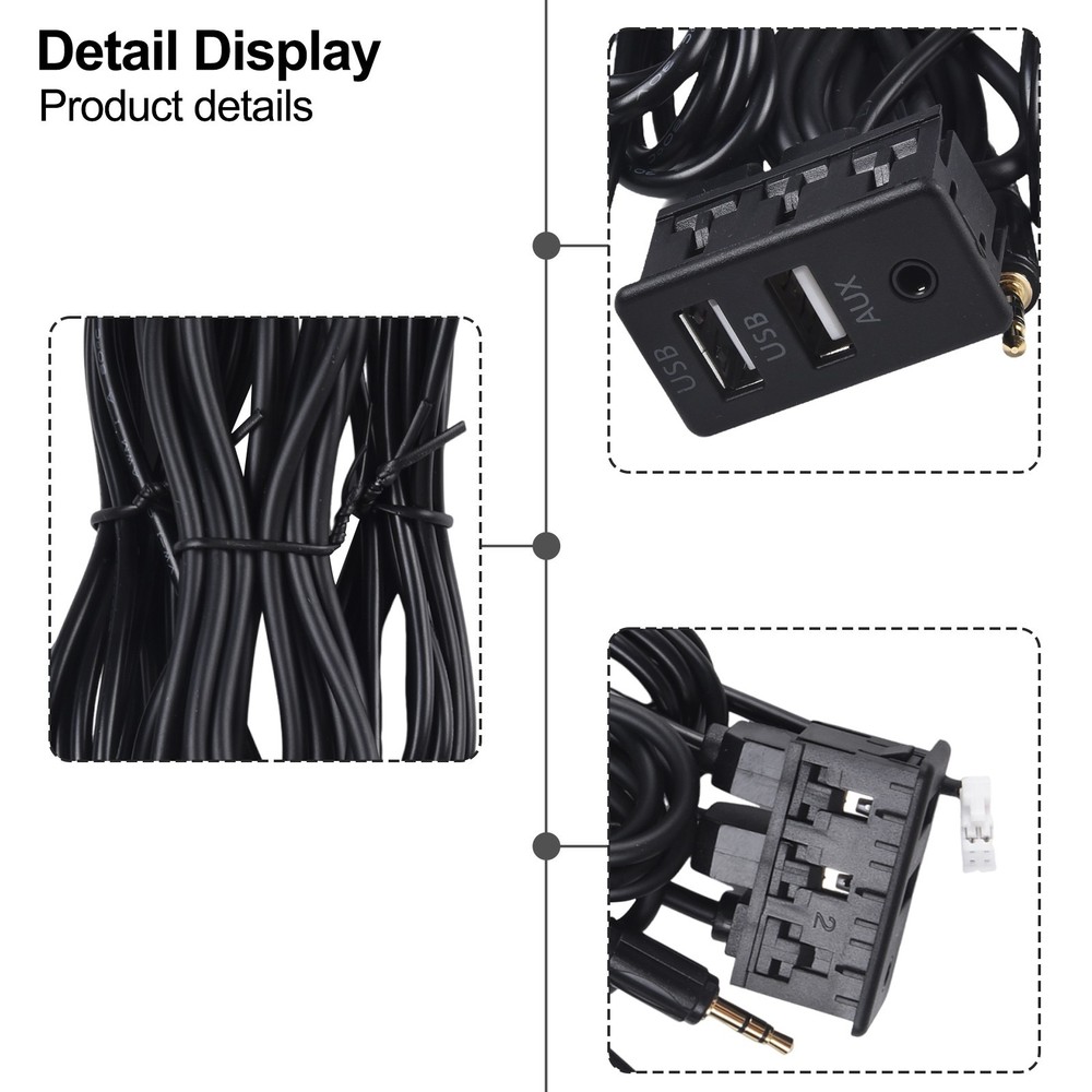 User Friendly Car Dashboard USB AUX Panel Interface Extension Adapter and Use