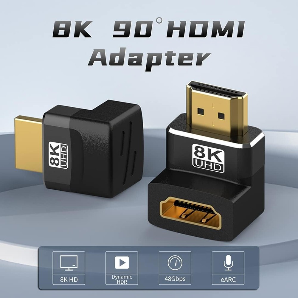 4 Pack 8K HDMI 2.1 90 Degree Angle Adapter Gold