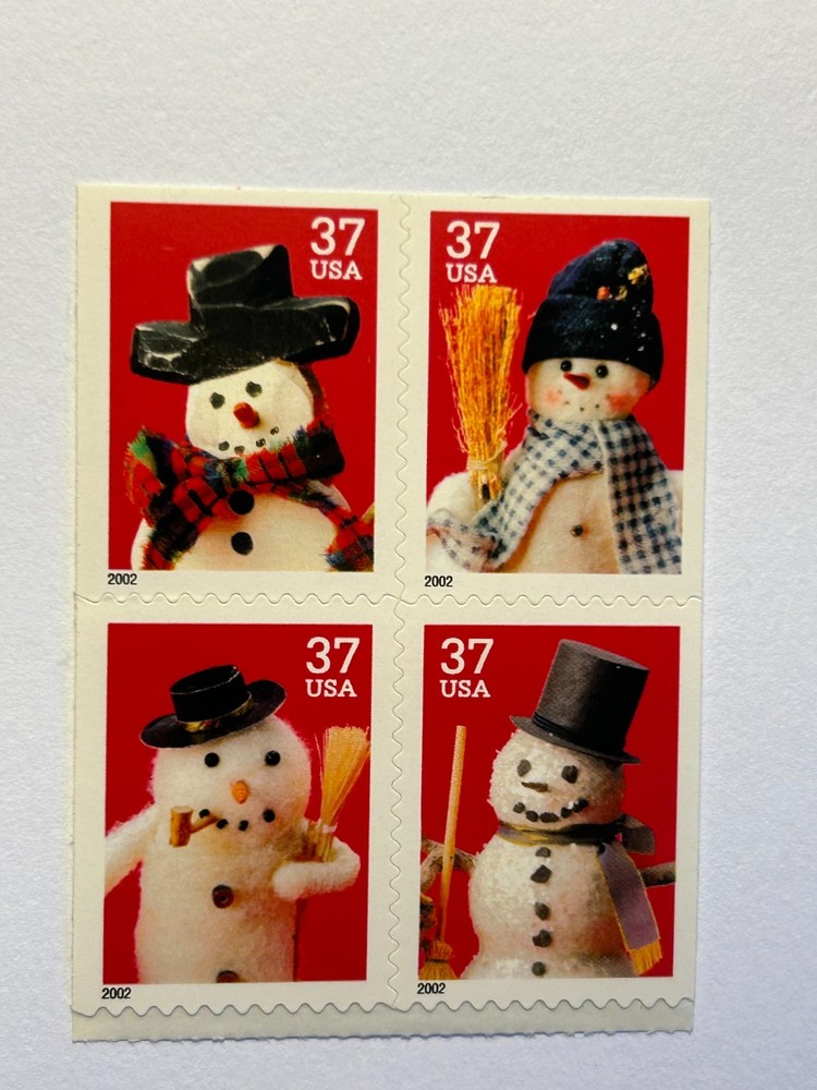 U. S. block of 4 SC 3688-91 Snowmen MNH 2002