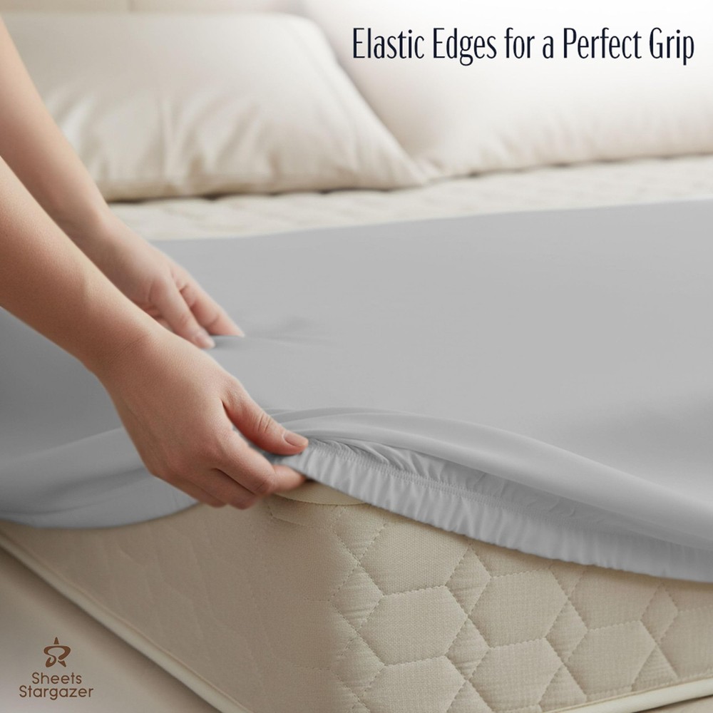 100% Egyptian Cotton Light Grey Sheets Set 1000 Thread Count 4Pc Sets, Luxury...