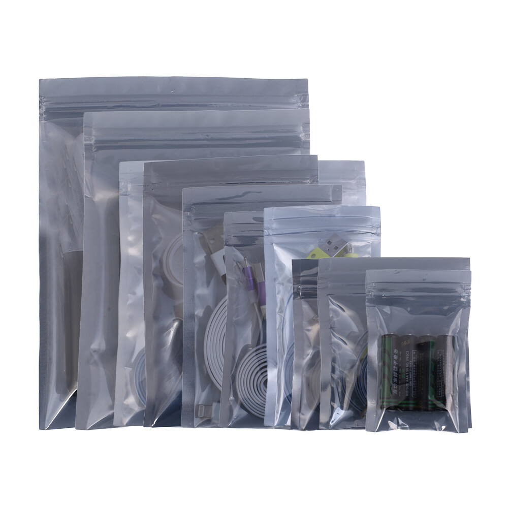 100 pcs Translucent Gray Moisture Blocking Flat Zip Lock Pouch in Many Sizes