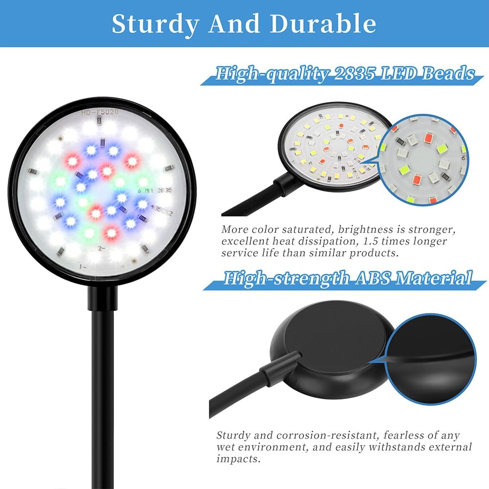 DaToo Mini Clip On Aquarium Light 7W Dimmable With Dimmer, Black